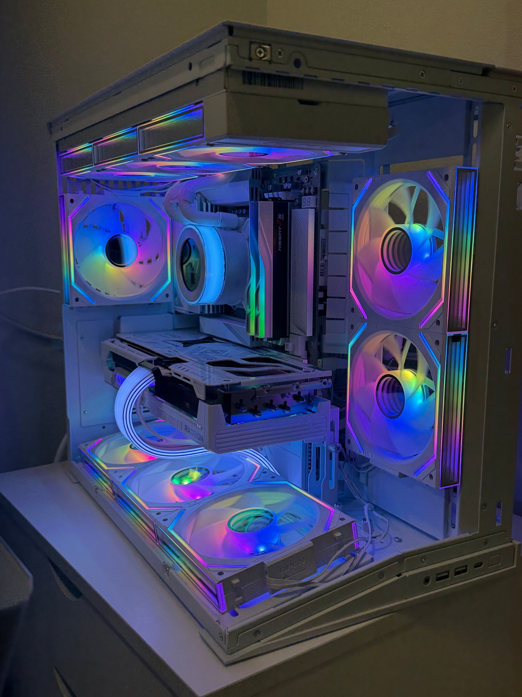White RGB PC interior from above
